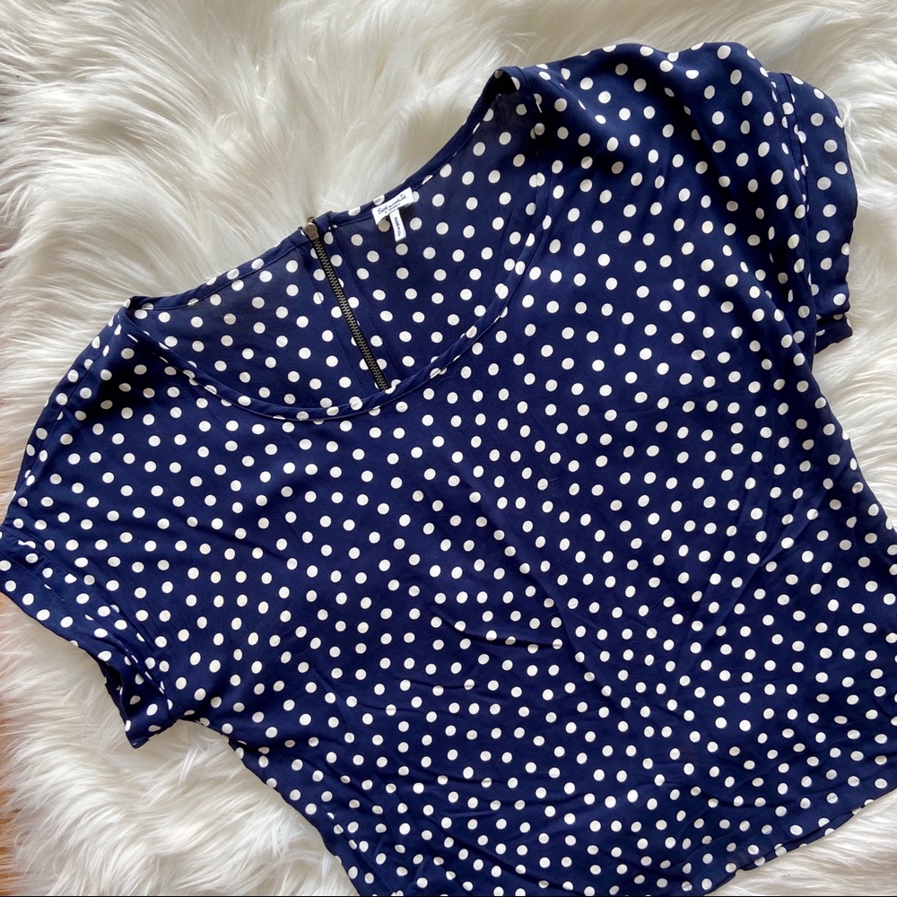 Splendid Navy & White Polka-Dot Blouse 🍒4/$20 🍒